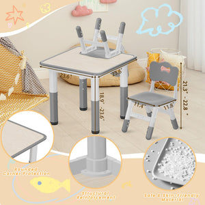Height Adjustable Kids Table and Chairs Set – Gray
