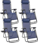 Zero Gravity Outdoor Lounge Chair Set of 2 with Cup Holder & Adjustable Pillow