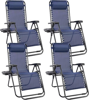 Zero Gravity Outdoor Lounge Chair Set of 2 with Cup Holder & Adjustable Pillow