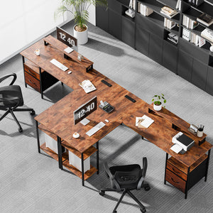 L-Shaped Gaming & Home Office Desk with Charging Station