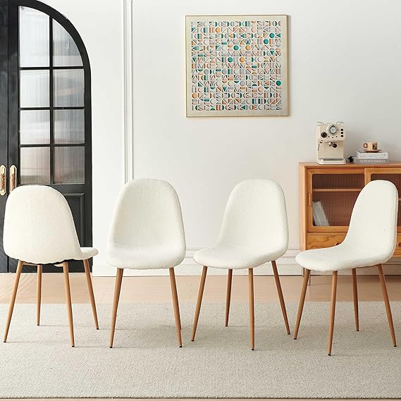Velvet Dining Chairs Set of 4 with Metal Legs