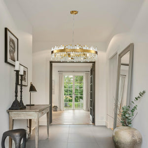 Round Crystal Chandelier – Gold Modern Pendant Light