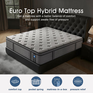12 Inch Hybrid Mattress with Gel Memory Foam – Firm Support, Fiberglass Free