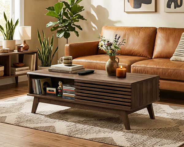 Coffee Table with Storage and Sliding Doors
