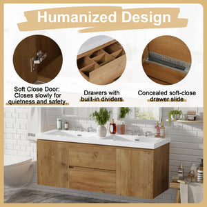 60" Floating Double Sink Bathroom Vanity