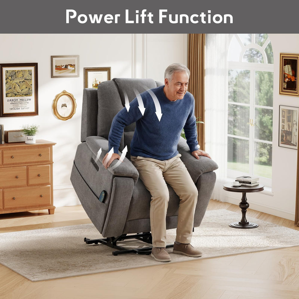 3-Motor Power Lift Recliner Chair with Massage, Heat & Lay Flat