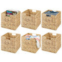 Woven Hyacinth Cube Storage Baskets with Handles – Set of 6