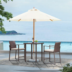 3-Piece Outdoor Counter Height Bar Set with Wicker & Umbrella Hole