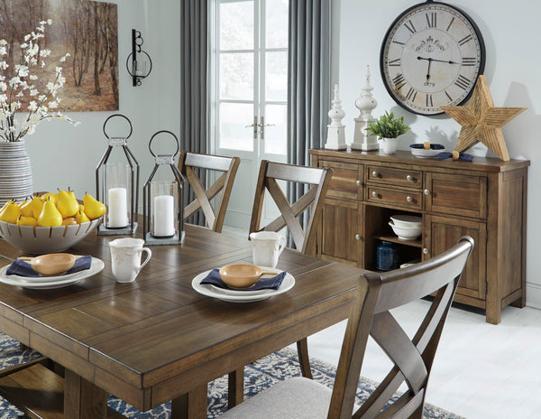 Extendable Rectangular Dining Table with Trestle Base — Seats 8