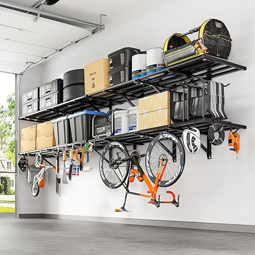Heavy Duty Garage Wall Shelving with Hooks