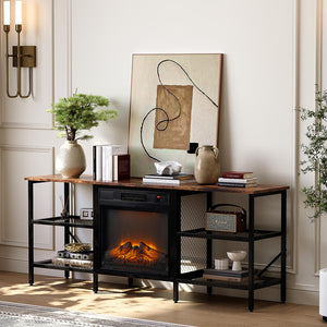 Industrial Fireplace TV Stand 58 Inch with Electric Heater