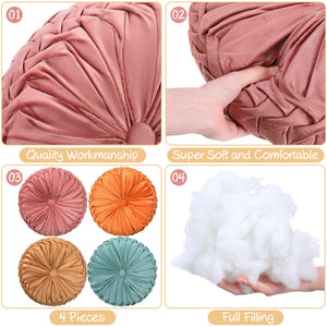 Round Velvet Pumpkin Throw Pillows Set of 4