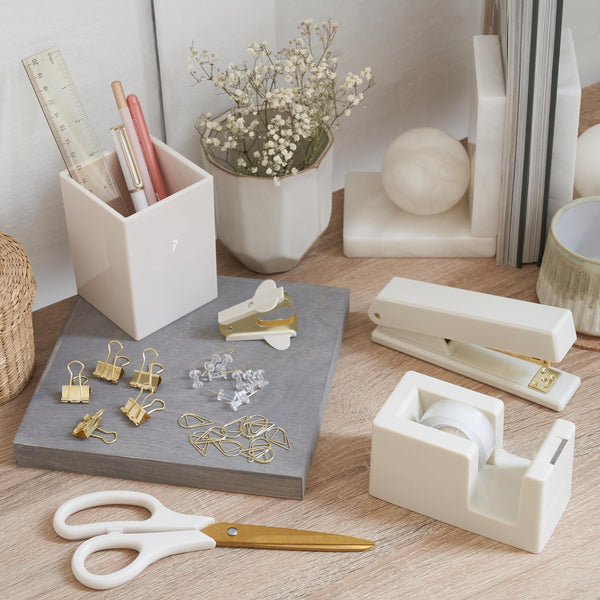 Desktop Office Supplies Organizer Set with Stapler, Pen Holder & Tape Dispenser