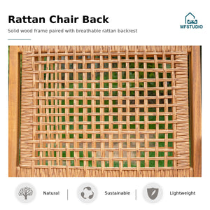 Outdoor Teak Wood Patio Dining Set with Rattan Chairs