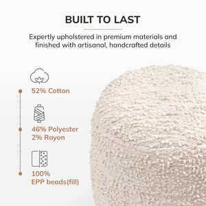 Round Pouf Ottoman Footrest – Cotton Polyester Floor Seating