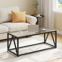 Glass Coffee Table with Gold Metal Frame