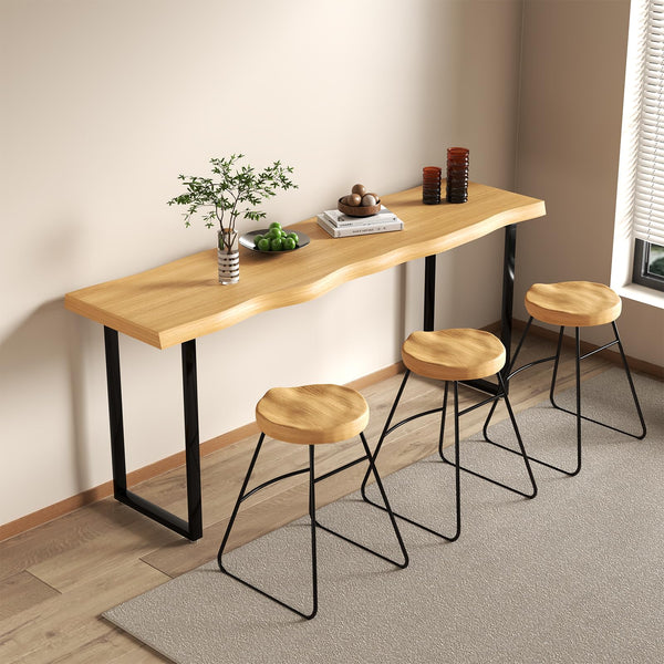 47–55 Inch Industrial Bar Table with Metal Frame & Adjustable Feet