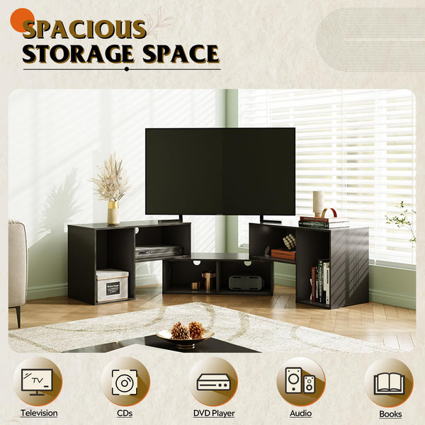 TV Stand with LED Strip, Modular Entertainment Center, 55–80" TVs