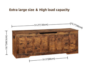 Extra Large Storage Chest Bench with Safety Hinges – 51.2" x 15.7" x 19.1"