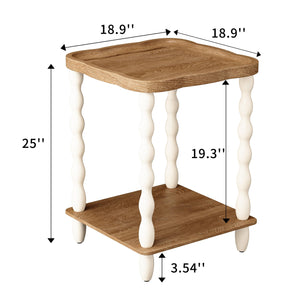 Farmhouse Side Table with 2-Tier Storage