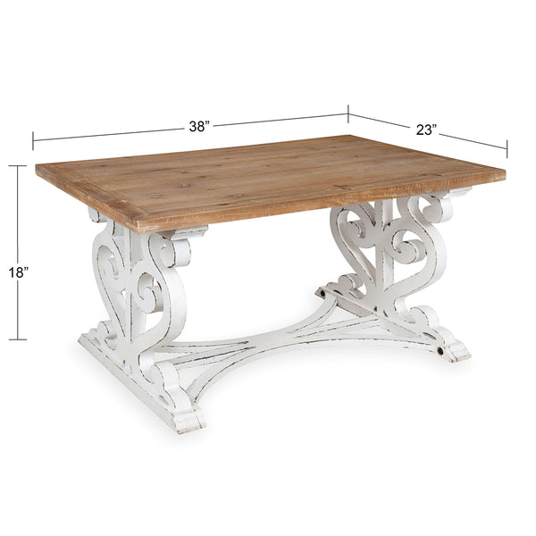 Rustic Carved Wood Coffee Table