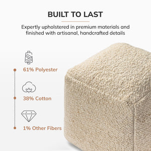 Square Pouf Ottoman Footrest – Decorative Floor Seating