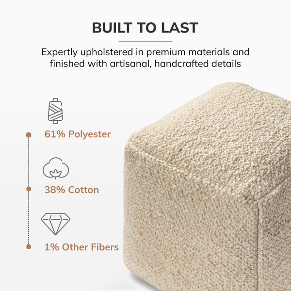 Square Pouf Ottoman Footrest – Decorative Floor Seating