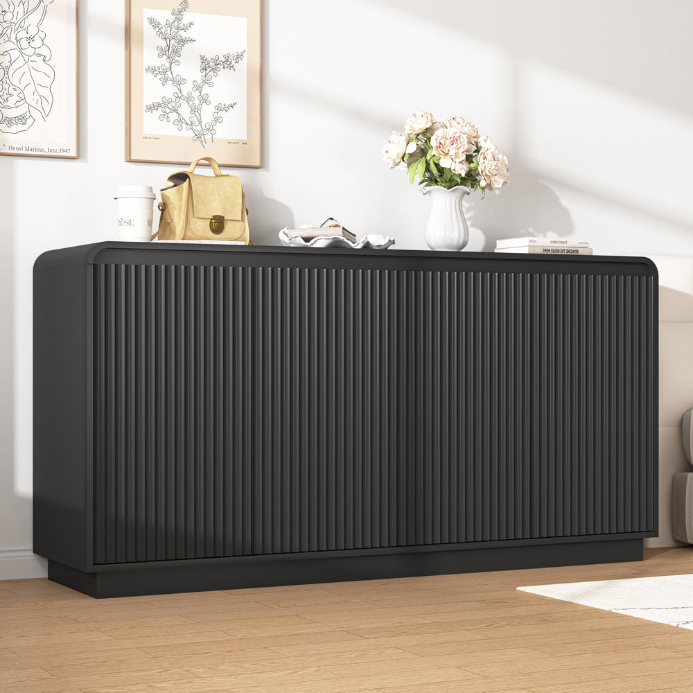 59" Fluted Sideboard Cabinet with Charging Station