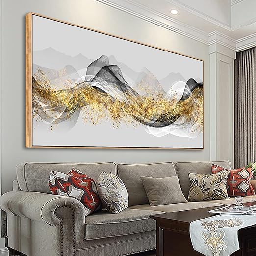 Abstract Ink Landscape Canvas Wall Art – Framed Waterproof Print