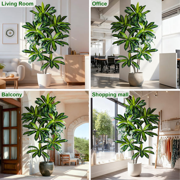 Artificial Dracaena Tree with White Planter Pot