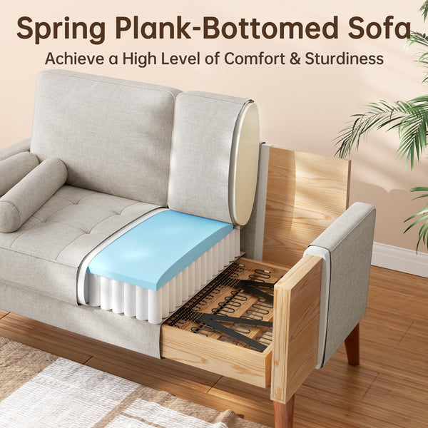 Loveseat Sofa with Spring Cushions & Removable Cover