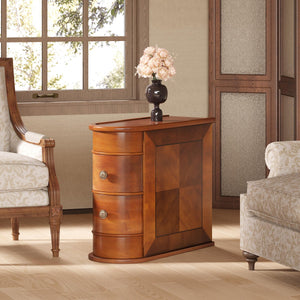 Wood End Table with 2 Drawers Slim Nightstand