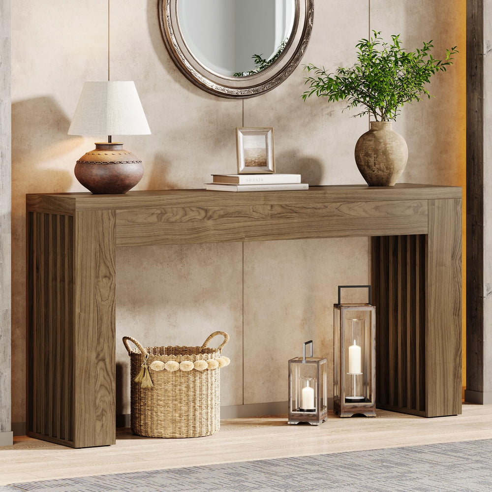 59-Inch Farmhouse Console Sofa Table with Vertical Slat Legs