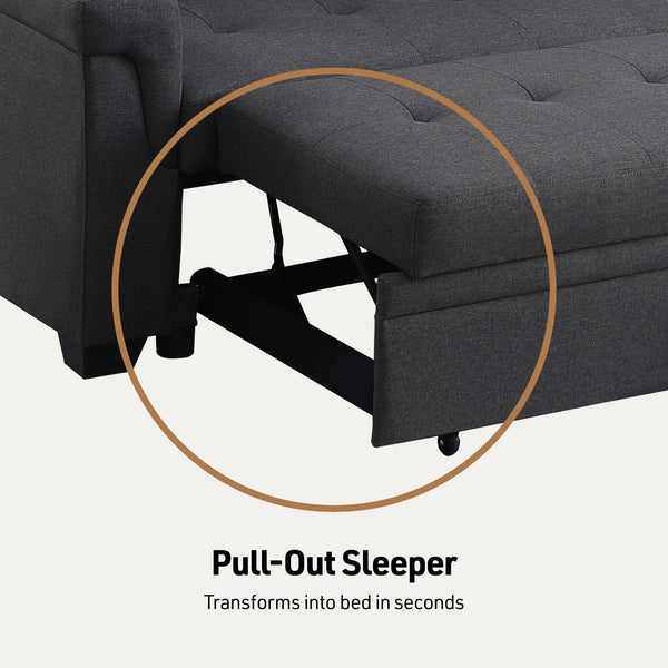 Convertible L-Shaped Sectional Sleeper Sofa with Storage Chaise