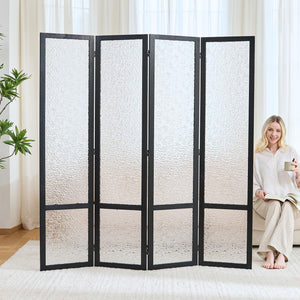 4-Panel Frosted Acrylic Room Divider