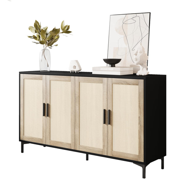 48" Rattan Buffet Cabinet with Adjustable Shelves