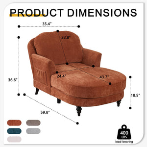 Indoor Chaise Lounge Chair — Upholstered Single Sofa for Bedroom & Living Room