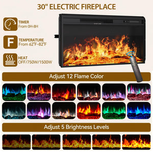 70" Fluted Fireplace TV Stand with Electric Fireplace