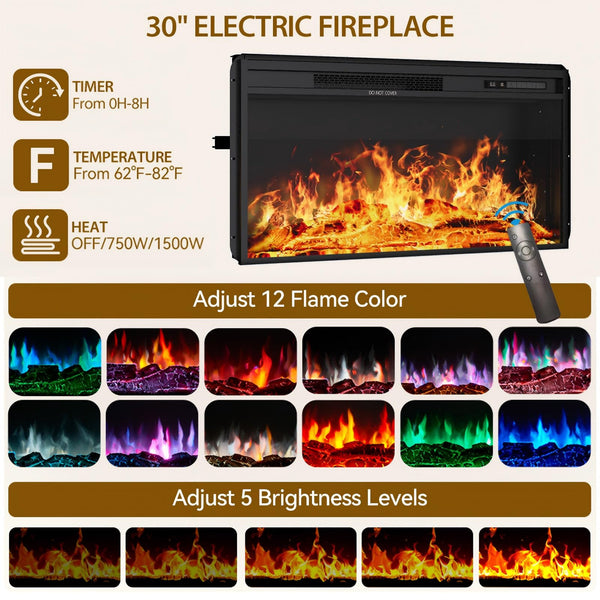 70" Fluted Fireplace TV Stand with Electric Fireplace