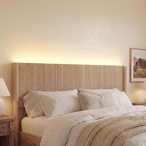 Fluted Wall-Mounted Headboard with LED Lighting