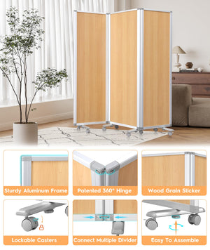3-Panel Folding Room Divider Privacy Screen 71" x 71"