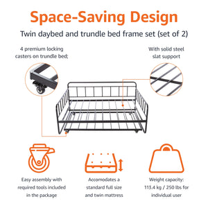 Full Size Daybed with Twin Trundle Bed Frame