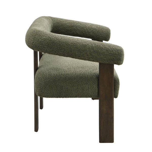 Modern Bouclé Fabric Loveseat – 2-Seater Sofa with Curved Armrests & Rubberwood Frame