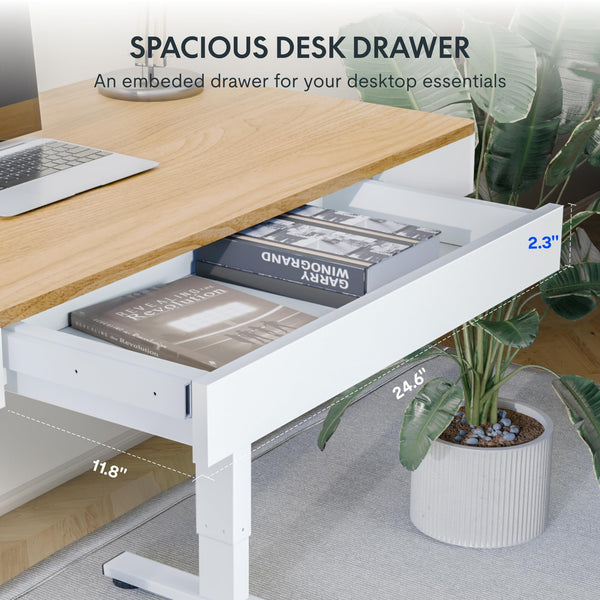 Electric Height-Adjustable Standing Desk with Drawer