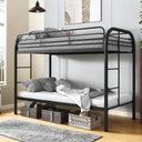 Twin Over Twin Metal Bunk Bed with Dual Ladders and Full-Length Guardrail