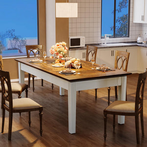62-Inch Farmhouse Dining Table with Solid Wood Legs