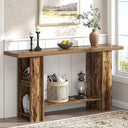 2-Tier Console Table with Side Storage Shelves, 53 Inch