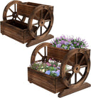 2-Tier Wooden Planter Box with Wheels