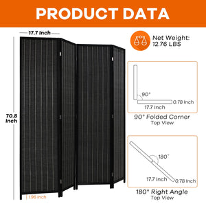 4-Panel Folding Wood Room Divider Privacy Screen