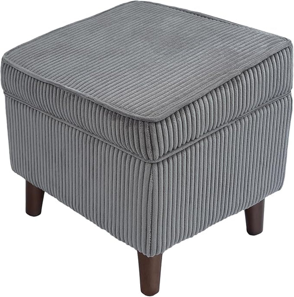 FAGAGA Storage Ottoman with Adjustable Lid, Soft Step Stool, Footrest and Seat, Ottoman Foot Rest for Living Room, Bedroom, Dorm, Green